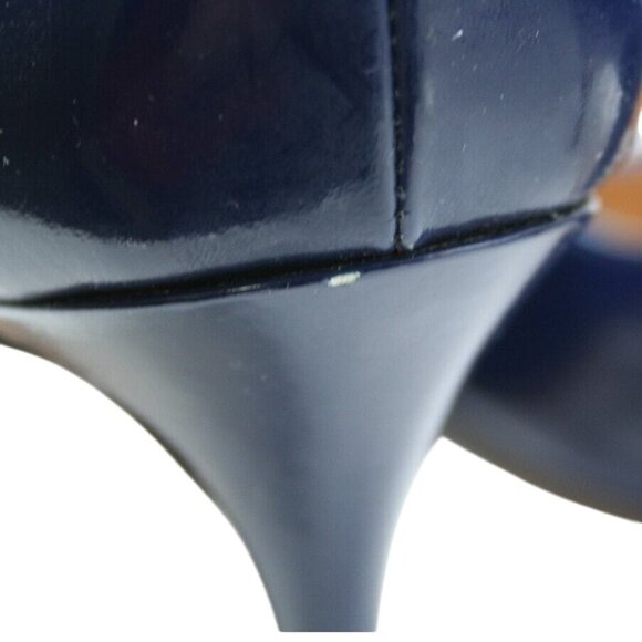 Manolo Blahnik Navy Patent Leather Heels Bow Cutout Size 9.5 (EU 39.5) Designer - Picture 7 of 7
